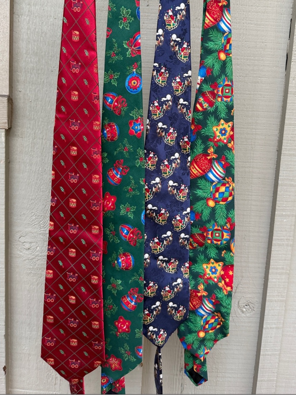 4 Holiday Neck Ties - Red, Green, Navy, Multicolor